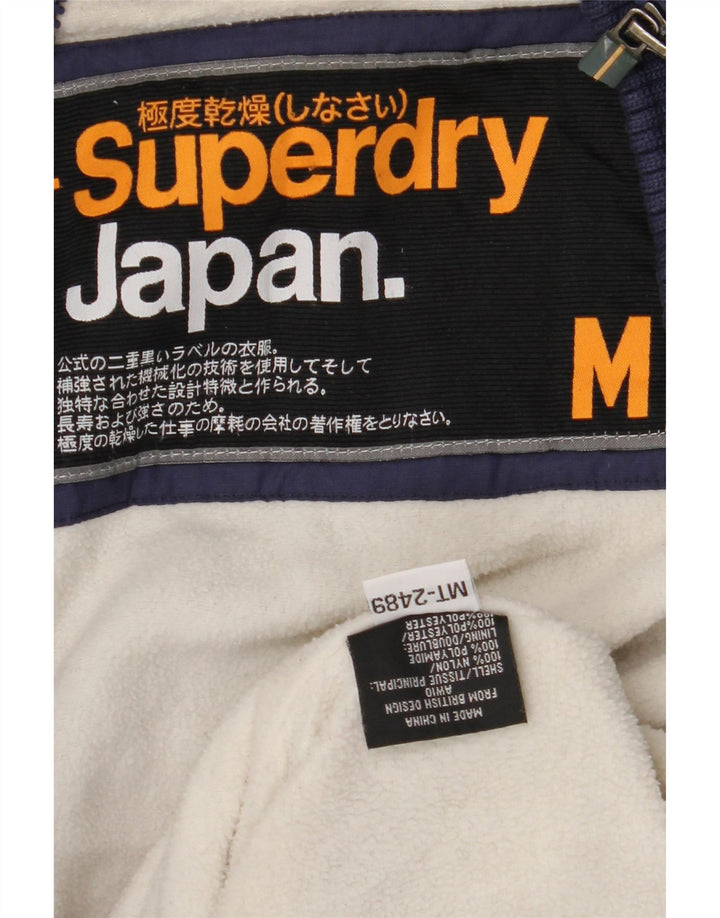 SUPERDRY Chaqueta cortavientos con capucha para mujer UK 40 Medium Azul marino Nylon