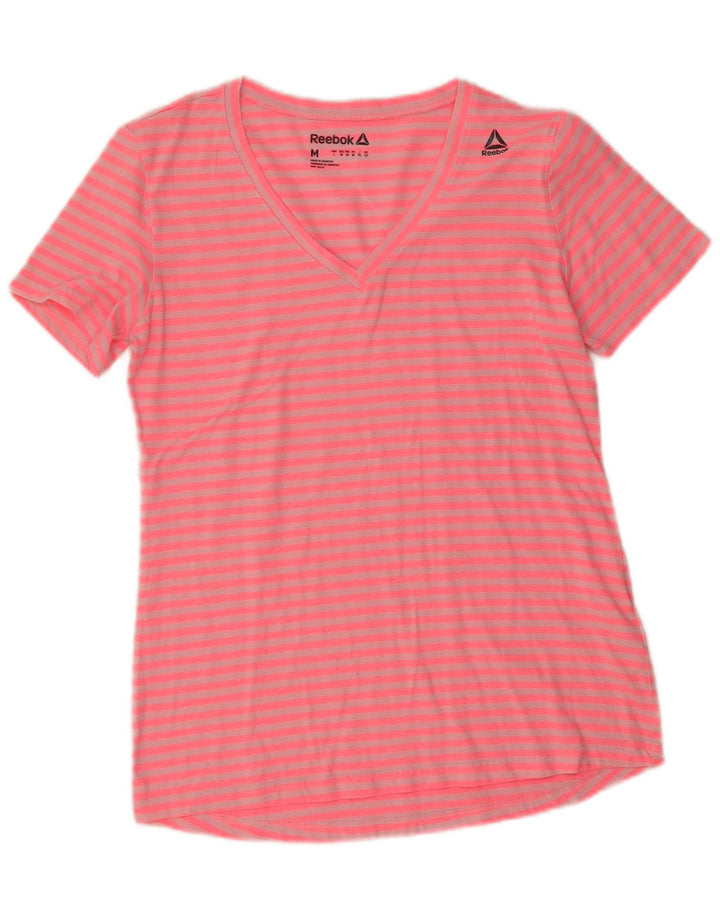 Reebok Camiseta para mujer Top UK 12 Poliéster a rayas rosa medio