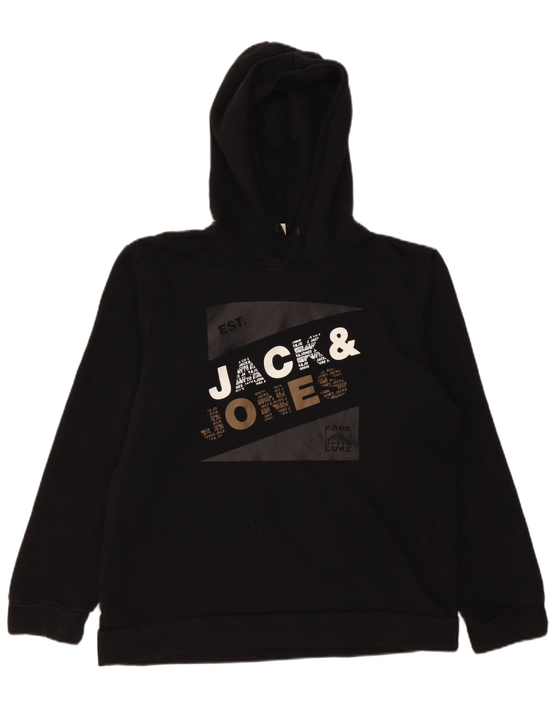 Jack & Jones Hombre Sudadera Con Capucha Gráfica Jersey Pequeño Negro