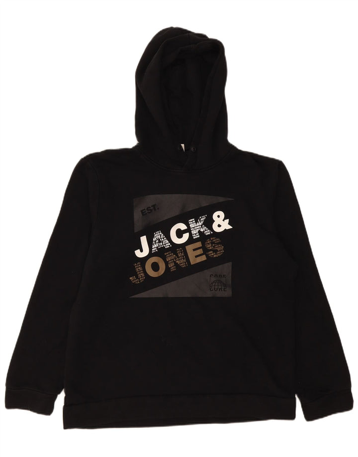 Jack & Jones Hombre Sudadera Con Capucha Gráfica Jersey Pequeño Negro