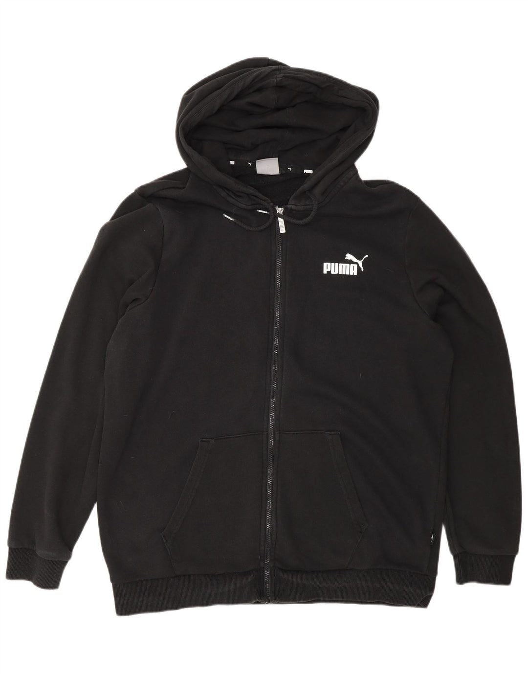 Puma Sudadera con capucha y cremallera para hombre, talla grande, algodón negro