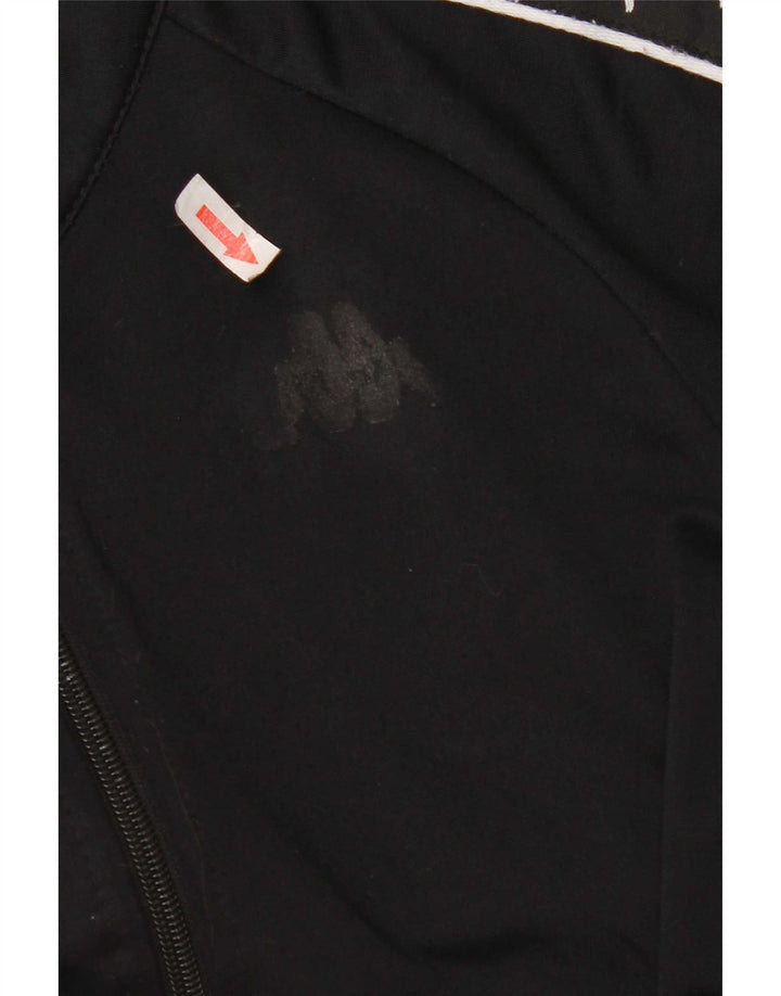 Kappa Mens Graphic Chándal Top Chaqueta Pequeña Poliéster Negro