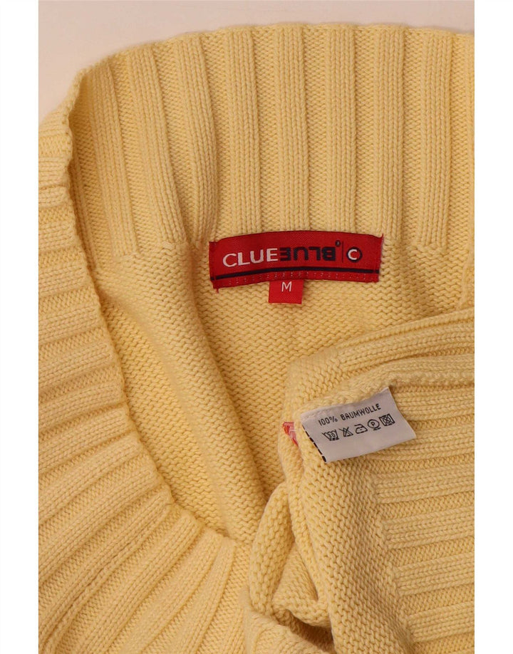 Vintage mujer fuera del hombro suéter Reino Unido 12 algodón amarillo medio