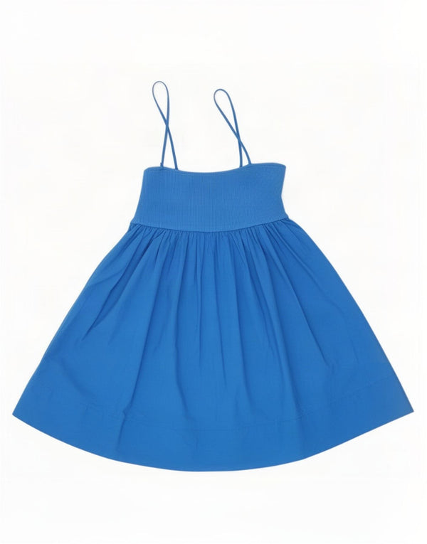 Zara Mujer Vestido De Verano UK 44 Grande Algodón Azul