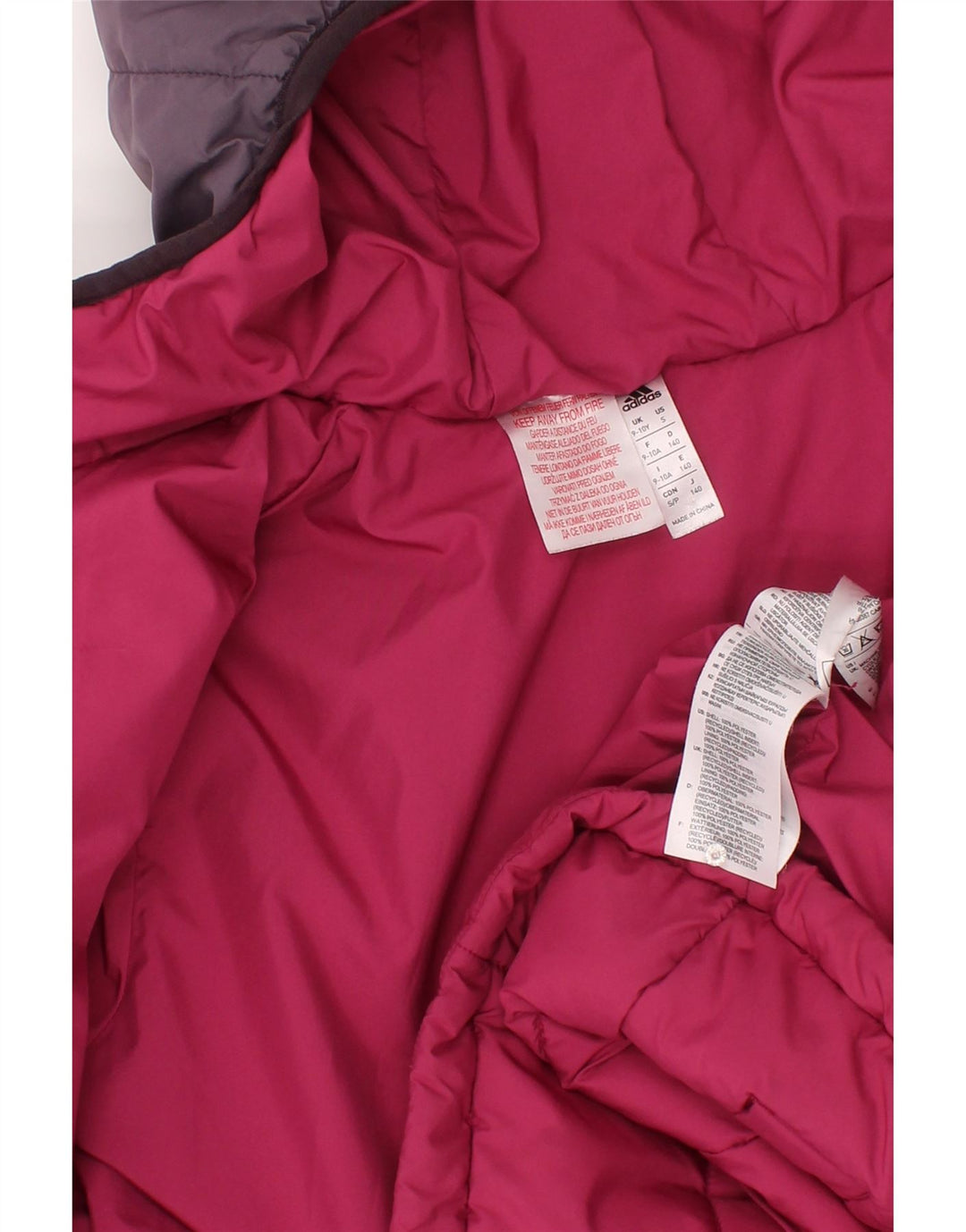 Adidas Chaqueta acolchada con capucha para niño 9-10 años Rosa Poliéster color block