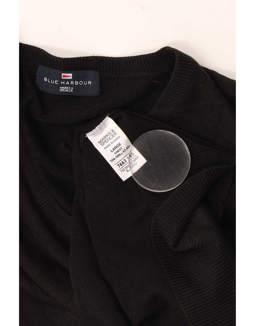 Marks & Spencer - Jersey con cuello en V para hombre, talla 41/43, color negro