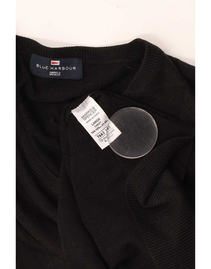 Marks & Spencer - Jersey con cuello en V para hombre, talla 41/43, color negro