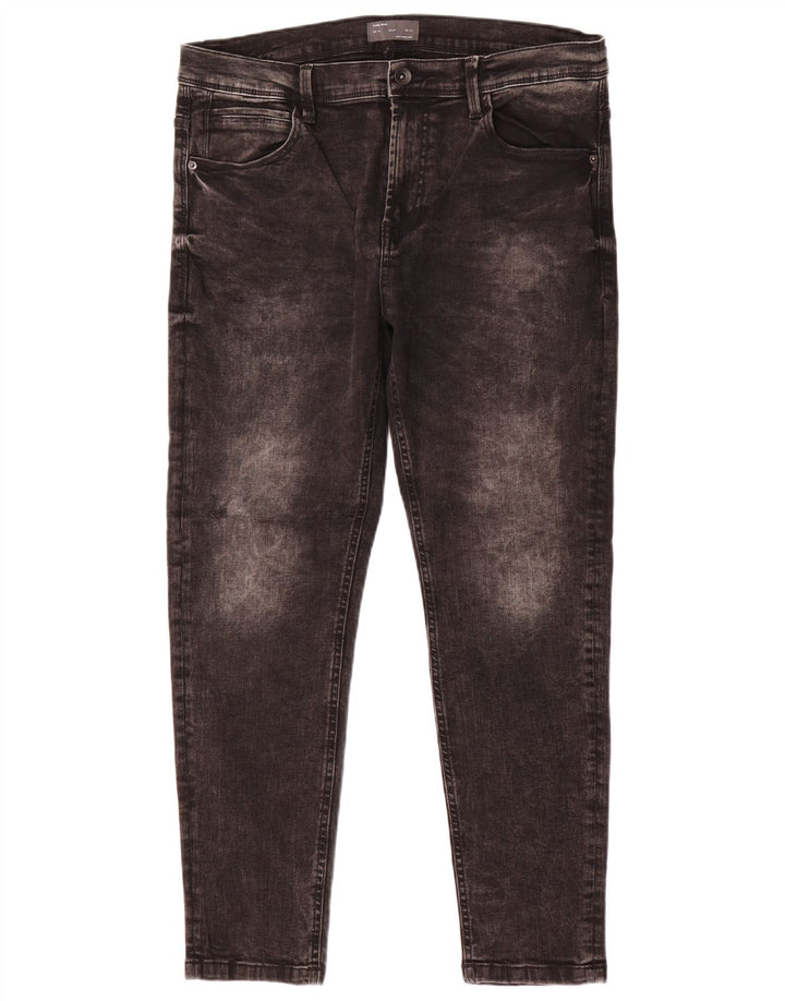 Zara Mens Slim Jeans EU 44 Large W34 L27 Gris Algodón