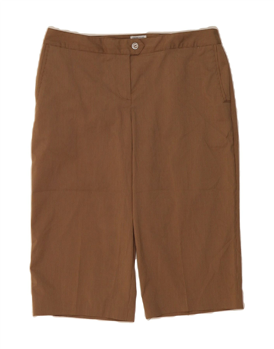 IZOD Womens Bermuda Shorts US 10 Large W34  Brown Pinstripe Polyester Vintage Izod and Second-Hand Izod from Messina Hembry 