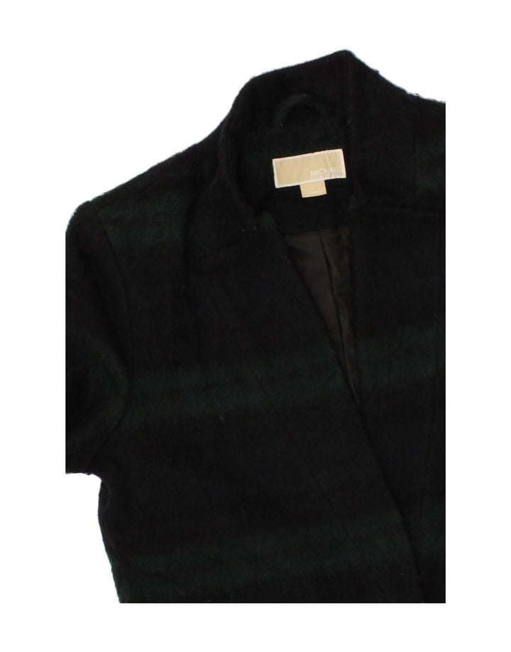 MICHAEL KORS Womens Overcoat UK 14 Medium Green Striped Polyester Vintage Michael Kors and Second-Hand Michael Kors from Messina Hembry 