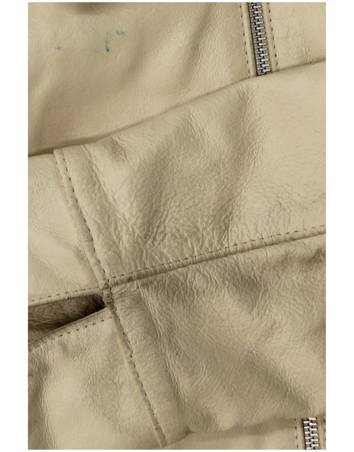 Chaqueta de cuero vintage para mujer IT 48 XL Cuero beige