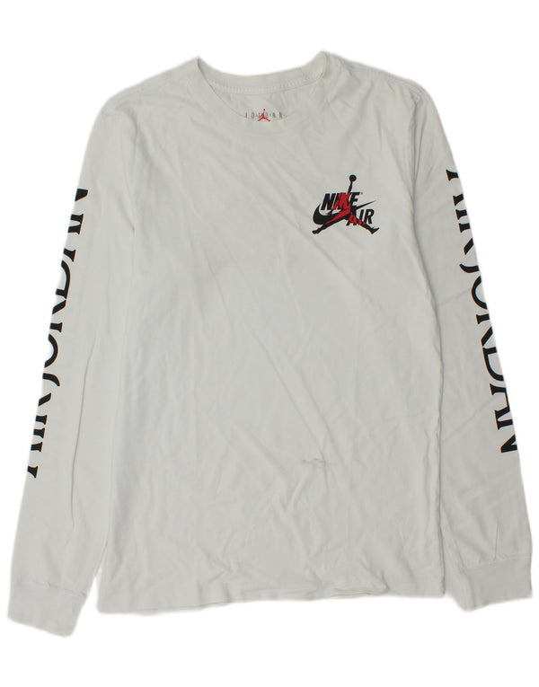Jordan Mens Graphic Top Manga Larga Pequeño Blanco