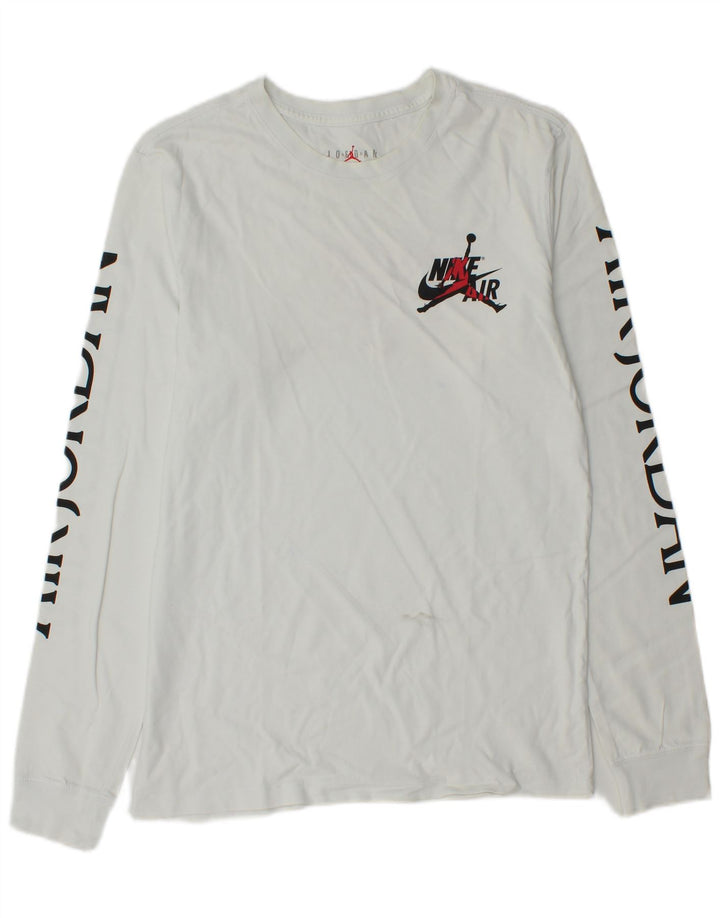 Jordan Mens Graphic Top Manga Larga Pequeño Blanco
