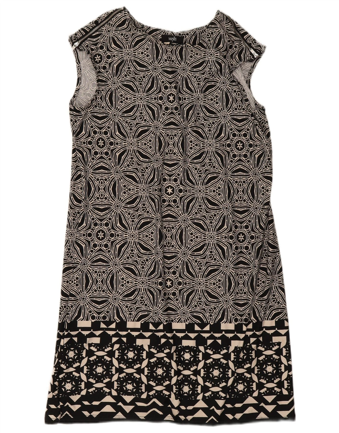 Wallis Vestido recto sin mangas para mujer UK 42 Poliéster geométrico negro mediano