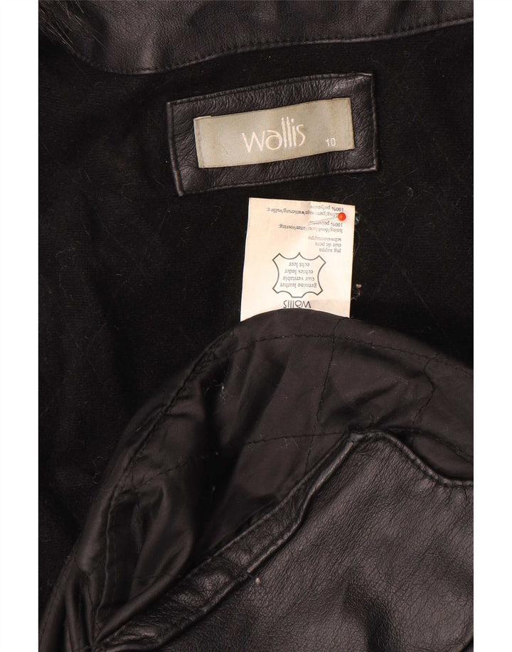 Wallis Abrigo de cuero extragrande para mujer UK 10 Small Black
