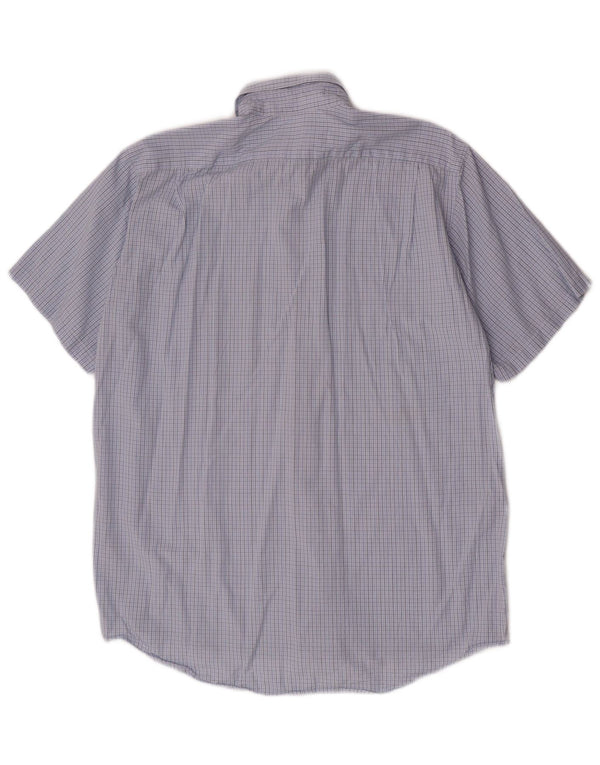 Camisa Lacoste Hombre Manga Corta Talla 39 Algodón Vichy Azul Medio