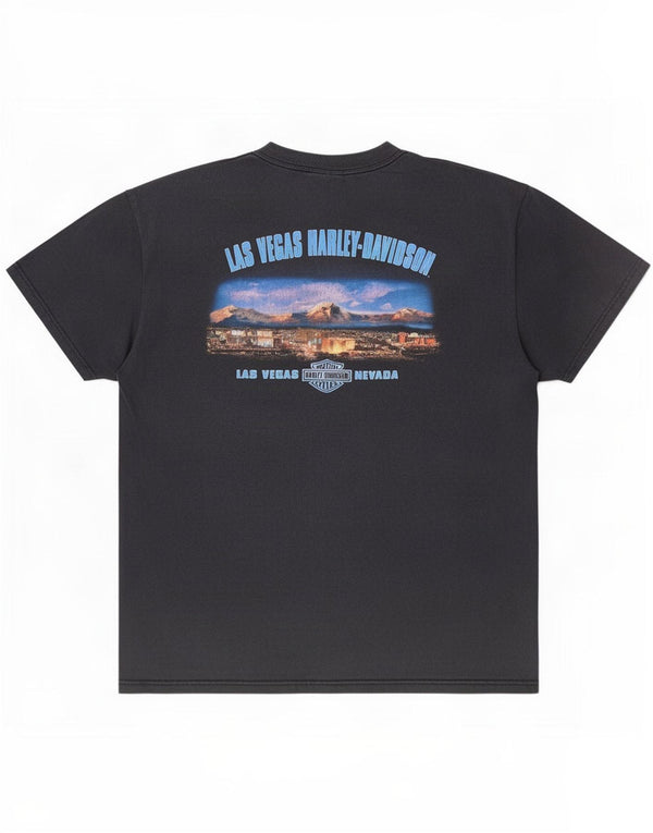 Harley Davidson Mens Las Vegas Graphic Camiseta Top XL Algodón Negro