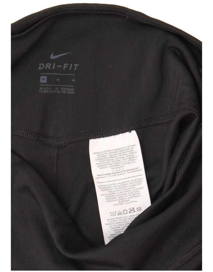 Nike Dri Fit Graphic Capri Leggings para mujer UK 12 Mediano Negro Poliéster