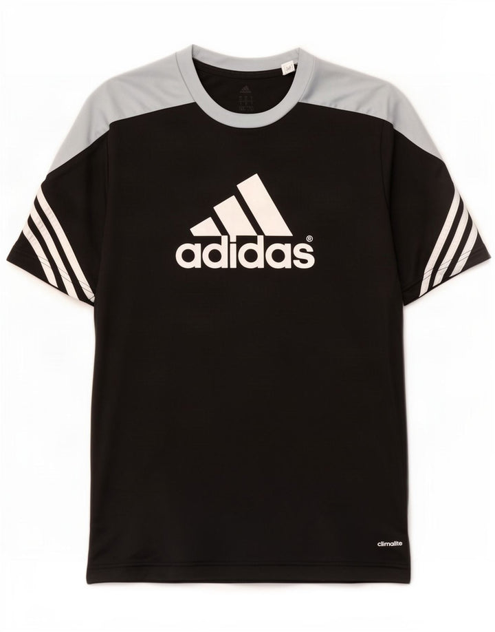 Adidas Mens Climalite Graphic T-Shirt Top Grande Negro Colorblock Poliéster
