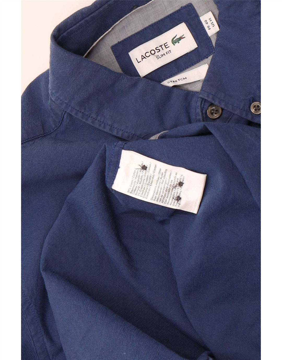 Camisa Lacoste Hombre Slim Fit Talla 40 Mediana Azul Marino Algodón