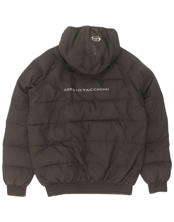 Sergio Tacchini Chaqueta acolchada con gráfico para hombre UK 38 Mediano Poliéster negro