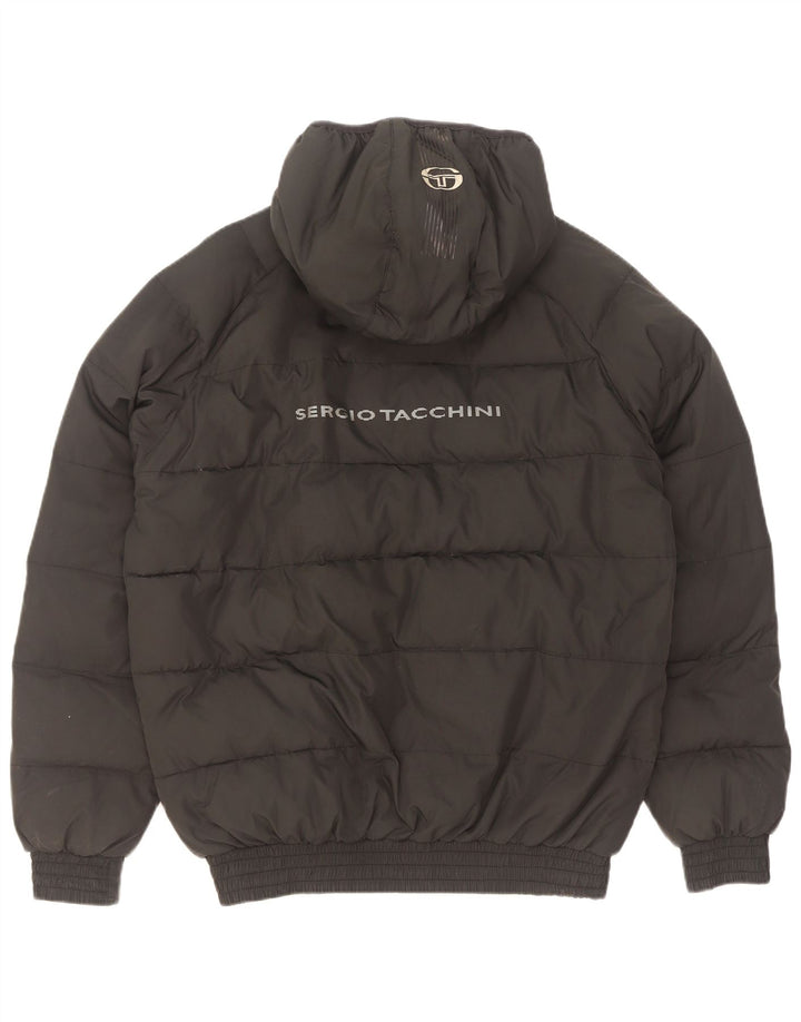 Sergio Tacchini Chaqueta acolchada con gráfico para hombre UK 38 Mediano Poliéster negro
