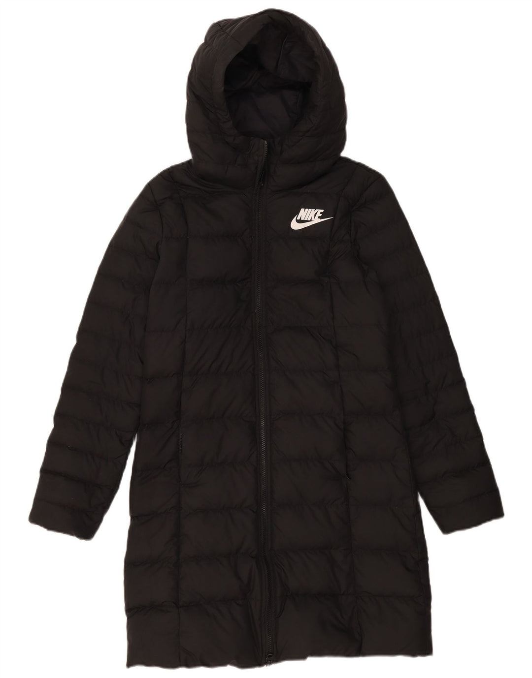 Nike Abrigo acolchado con capucha para mujer UK 10 Small Poliéster negro