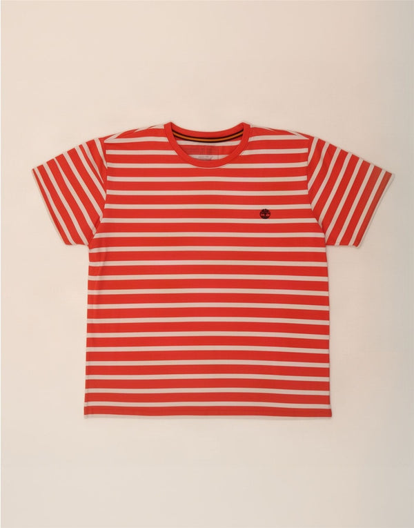 Timberland Camiseta Regular Fit para Hombre Top XL Algodón A Rayas Rojas