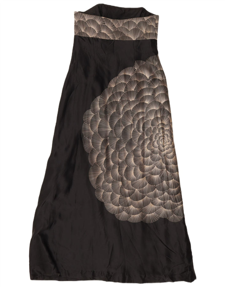 Monsoon Vestido largo sin tirantes con estampado abstracto para mujer, talla 44, talla mediana, negro