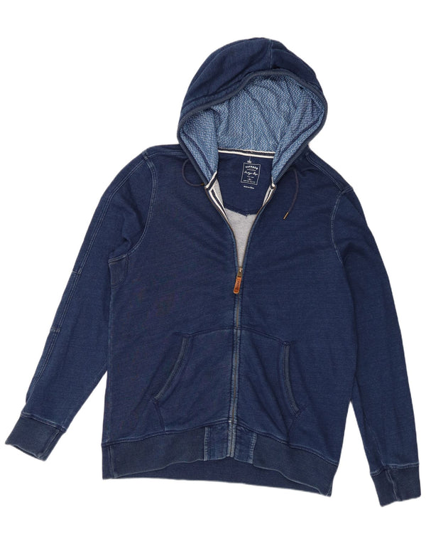 Fat Face Sudadera con capucha y cremallera para hombre XL Algodón azul marino