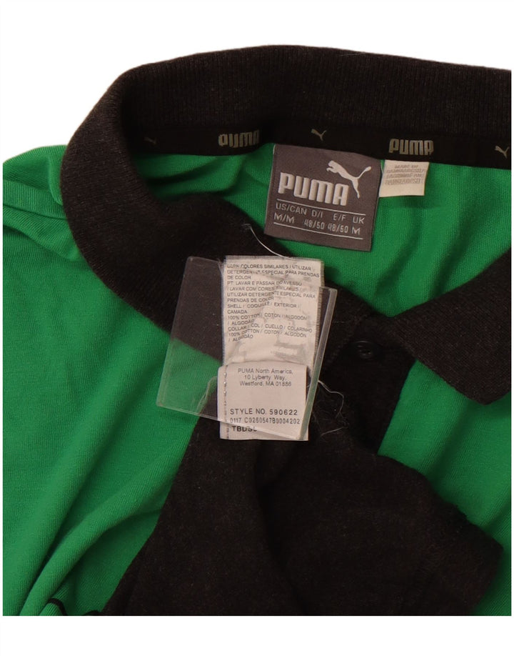 Polo Puma De Algodón Color Block Verde Medio Para Hombre