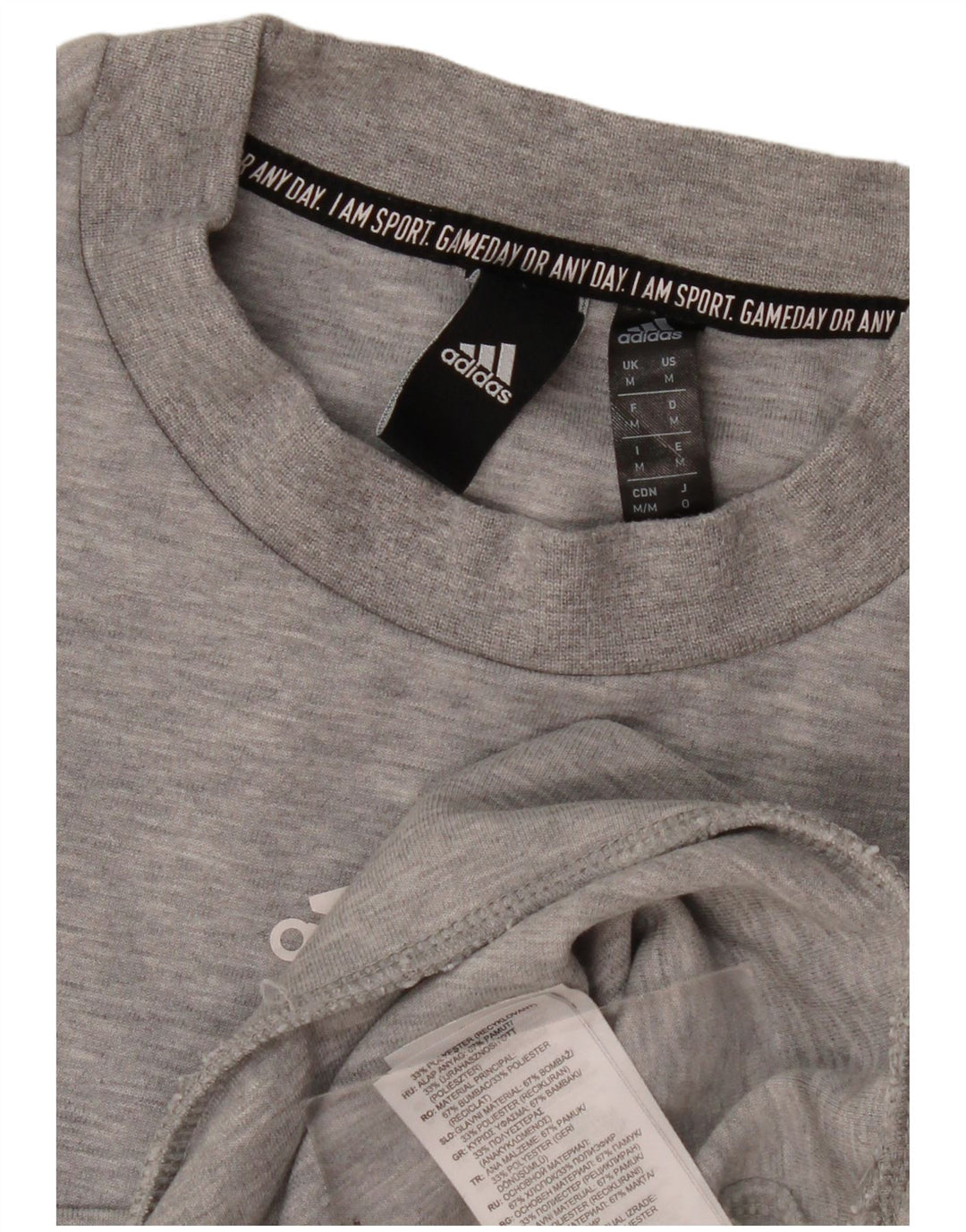 Adidas Hombre Sudadera Jumper Gris Medio Algodón Moteado