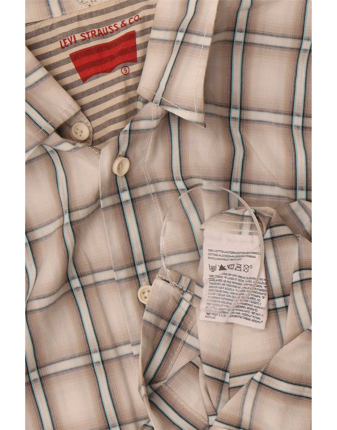 Camisa Levi's para hombre de algodón a cuadros grises pequeños