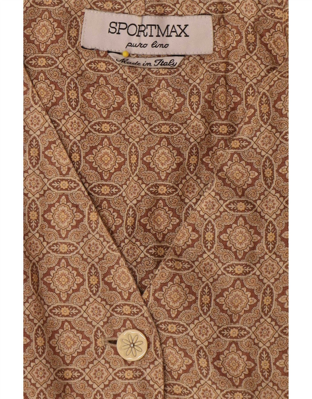 Sportmax Chaqueta tipo blazer sin mangas para mujer UK 12 Marrón medio Geométrico