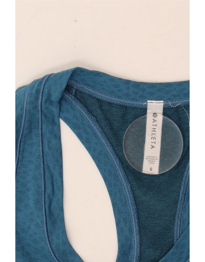 ATHLETA Top sin mangas para mujer UK 8 Small Blue Spotted Nylon