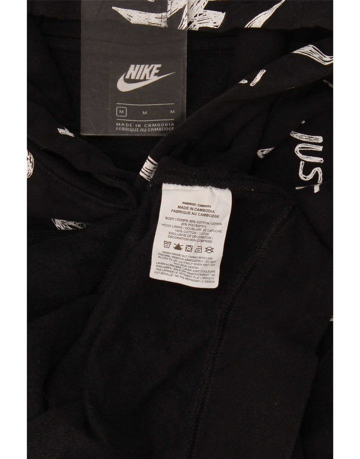 Nike Sudadera con capucha gráfica para hombre, jersey de algodón negro mediano