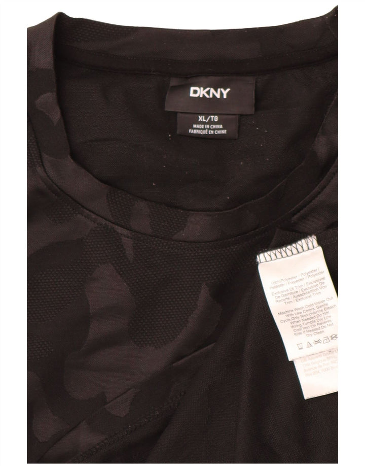DKNY Camiseta Hombre Top XL Negro Camuflaje Poliéster