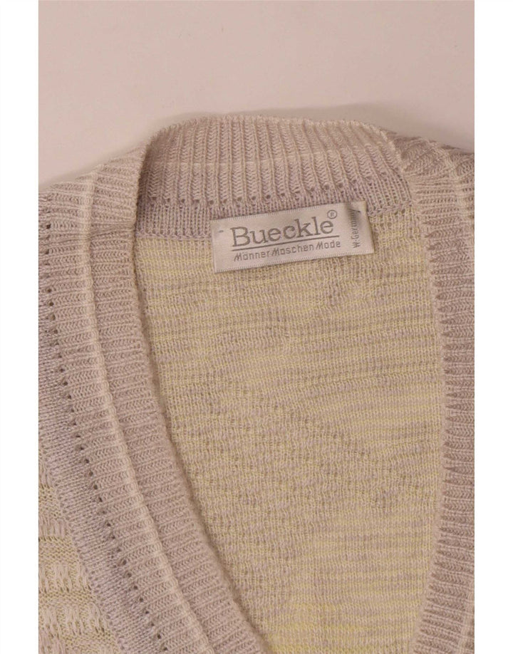 Bueckle Chaleco para hombre Camiseta sin mangas Grande Gris Geométrico