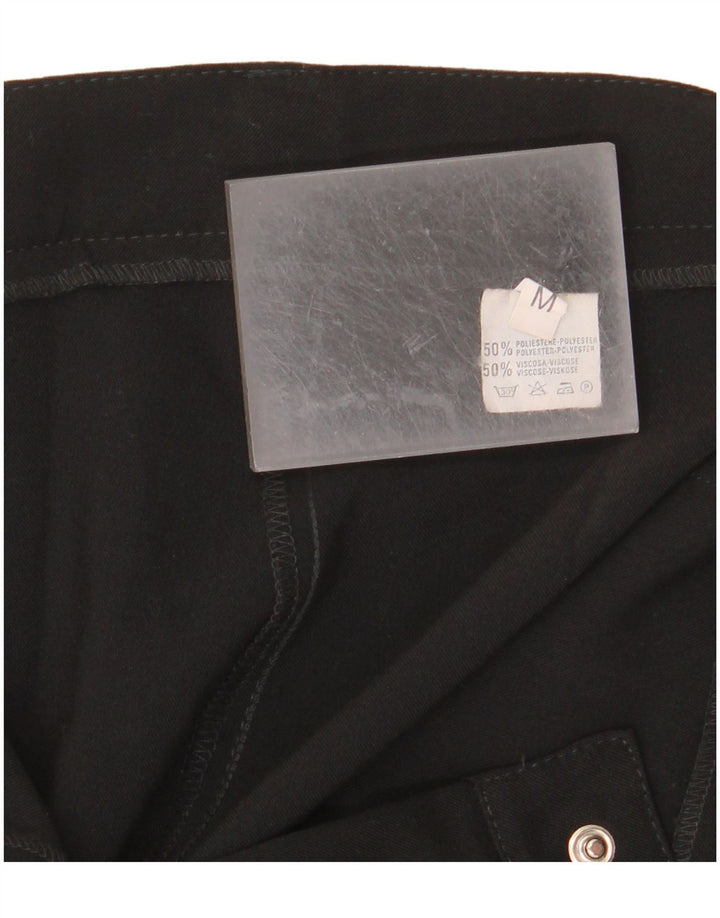 VINTAGE Pantalón Chino Bootcut Mujer Medio W30 L32 Poliéster Negro