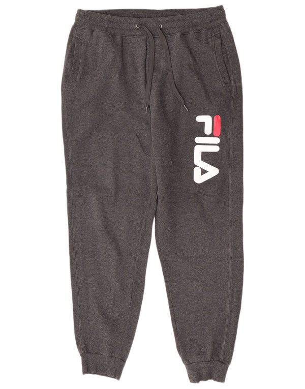 Fila Hombre Gráfico Chándal Pantalones Joggers IT 52 Grande Gris Poliéster
