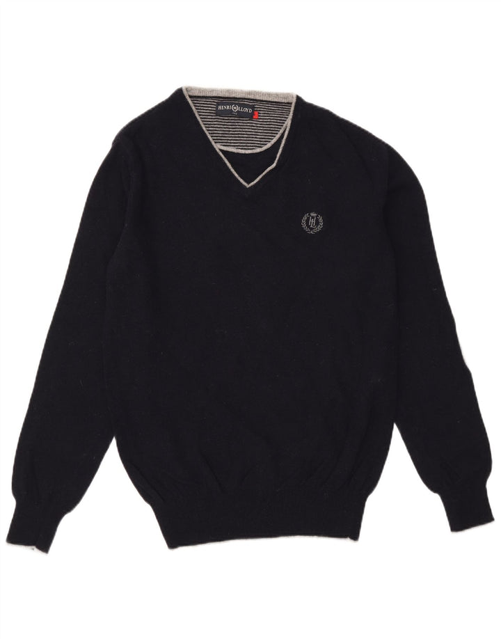 Henri Lloyd Jersey con cuello en V para hombre de lana negra mediana