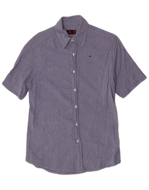 Camisa Kappa Hombre De Manga Corta Regular Fit Algodón A Cuadros Azul Pequeño