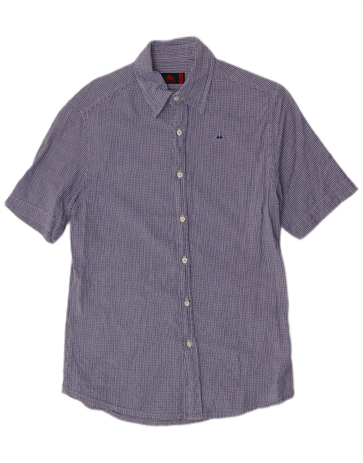 Camisa Kappa Hombre De Manga Corta Regular Fit Algodón A Cuadros Azul Pequeño