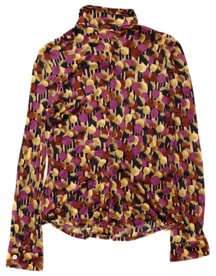 Divina Blusa camisera de terciopelo para mujer UK 42 Mediana con lunares multicolores
