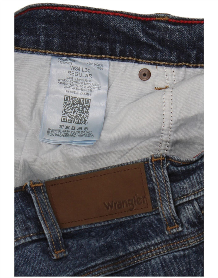 Wrangler Vaqueros Rectos Regulares Para Hombre W34 L30 Algodón Azul
