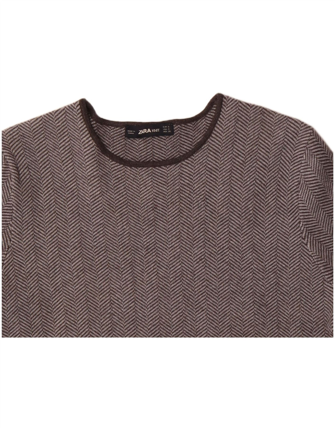 ZARA Camiseta Mujer Top UK 10 Small Gris Espiga Viscosa
