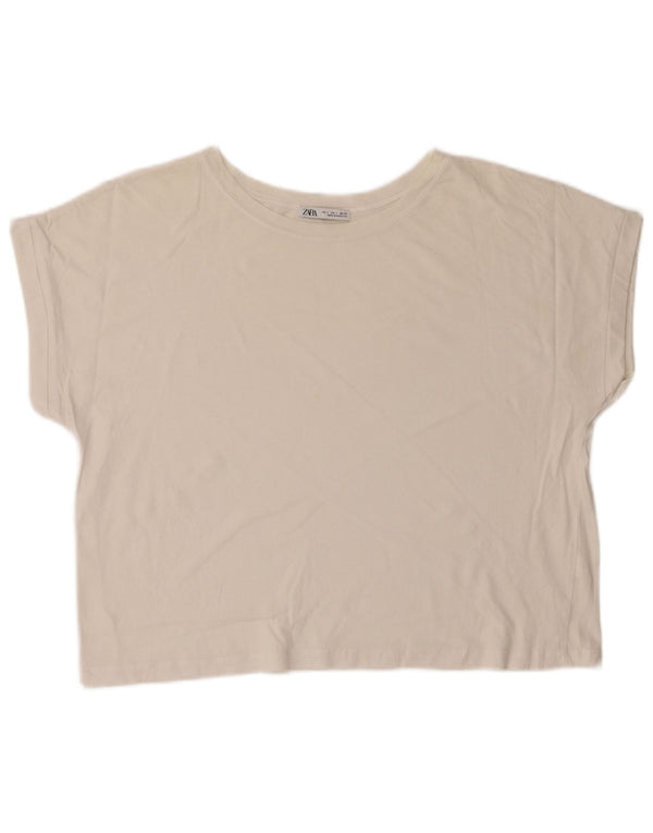 Zara Mujer Crop Camiseta Top UK 46 Large Blanco