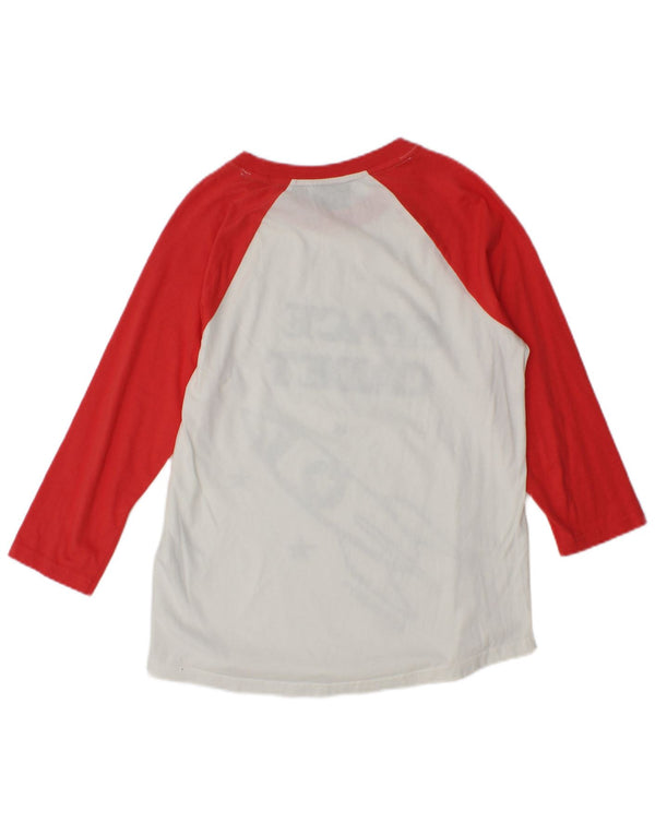 Superdry Top gráfico para mujer, manga 3/4, UK 8 Small, algodón color block blanco