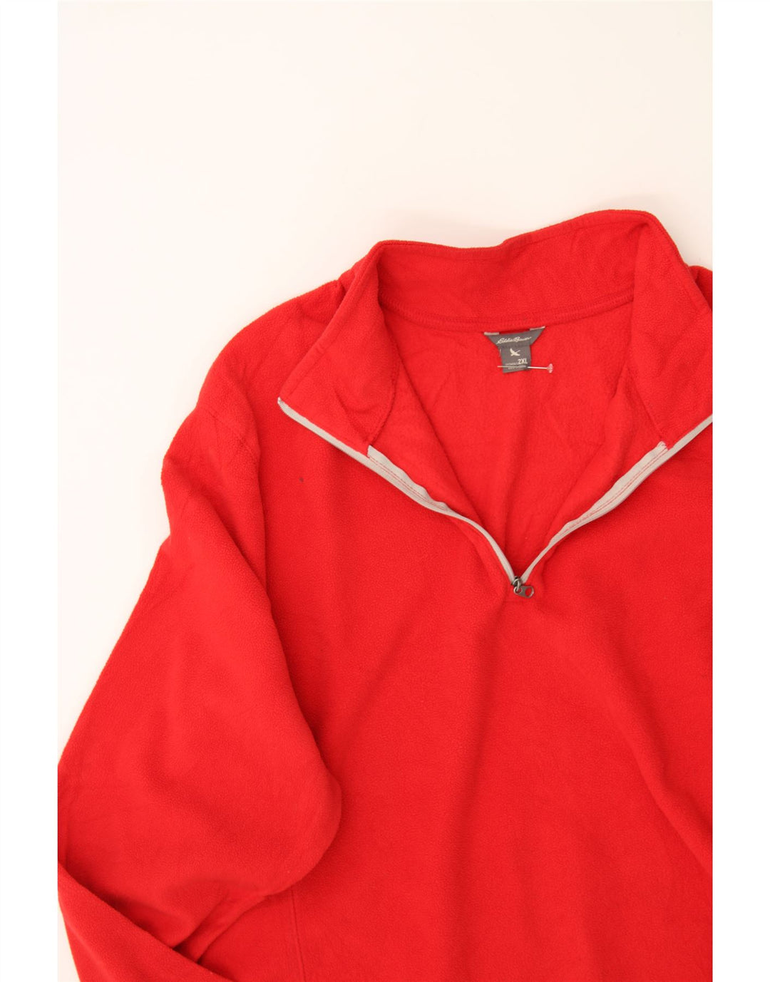 EDDIE BAUER Womens Zip Neck Fleece Jumper UK 20 2XL Red Polyester Vintage Eddie Bauer and Second-Hand Eddie Bauer from Messina Hembry 