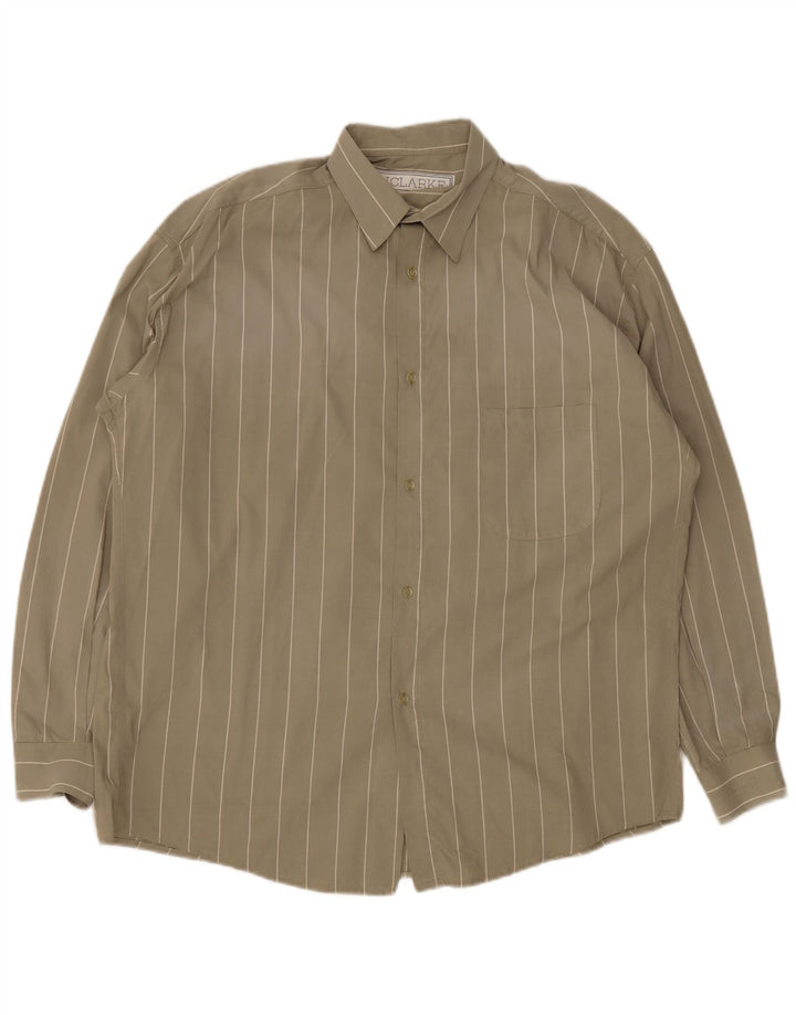 Camisa vintage para hombre de rayas caqui medianas